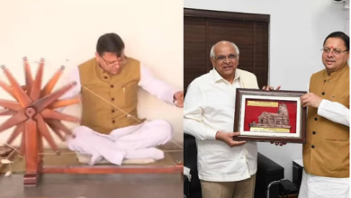 Photo of मुख्यमंत्री धामी गुजरात में भूपेंद्र पटेल से मिले,साबरमती आश्रम में चलाया चरखा