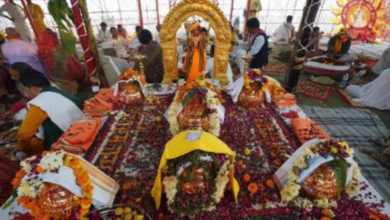 Photo of विधि विधान से हुआ राममंदिर में लगने वाले ध्वज का पूजन