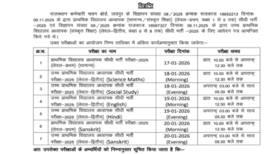 Photo of आरईईटी मेंस परीक्षा के लिए एग्जाम शेड्यूल जारी, इस दिन से शुरू होगी परीक्षा